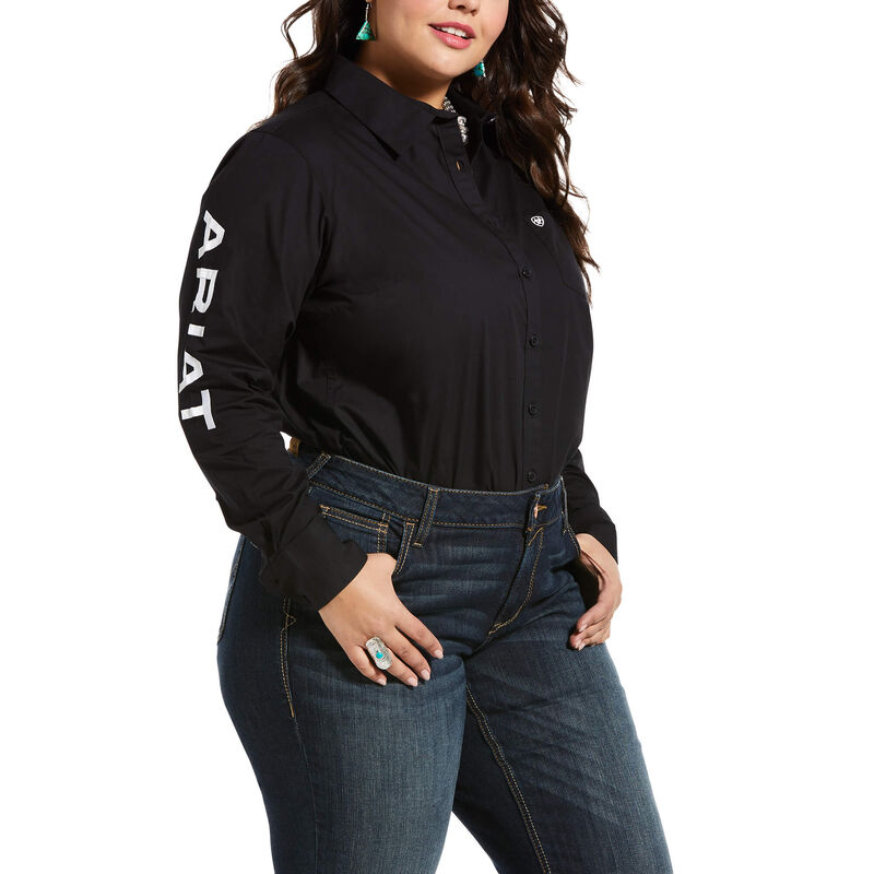 Ariat Western: Team Kirby Stretch Camisa Mujer - Negras (VWHRO4503)